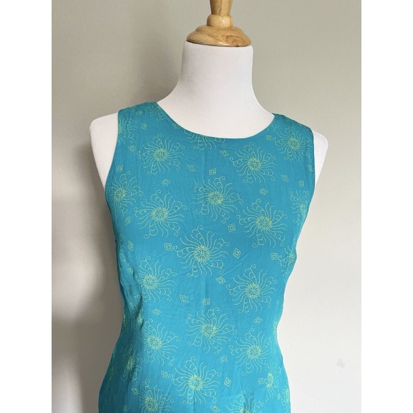 Spenser Jeremy Dresses & Skirts - Vintage Retro 90's 100% Silk Celestial Sun Moon Teal Maxi Sheath Dress Size 8